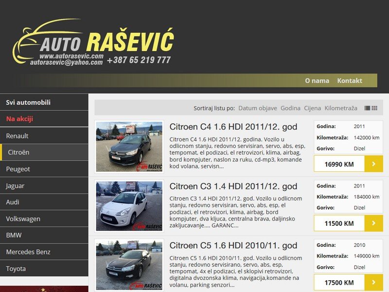 Auto Rasevic Pale frontpage list